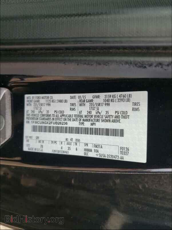 2015 FORD ESCAPE - VIN: 1FMCU9GX2FUB26236 - Photo 10