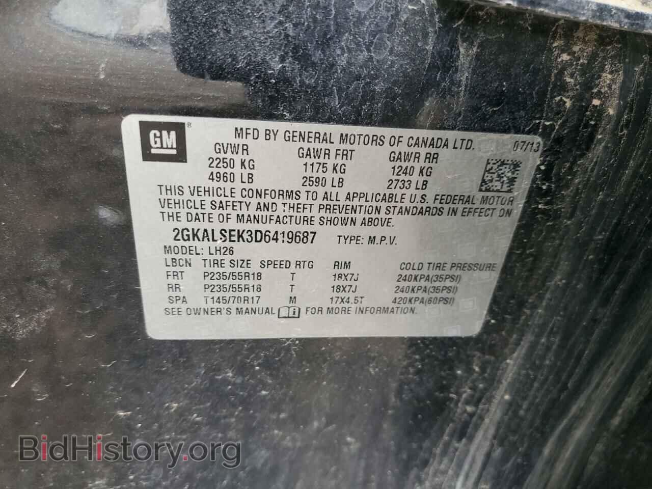2013 GMC TERRAIN - VIN: 2GKALSEK3D6419687 - Photo 12