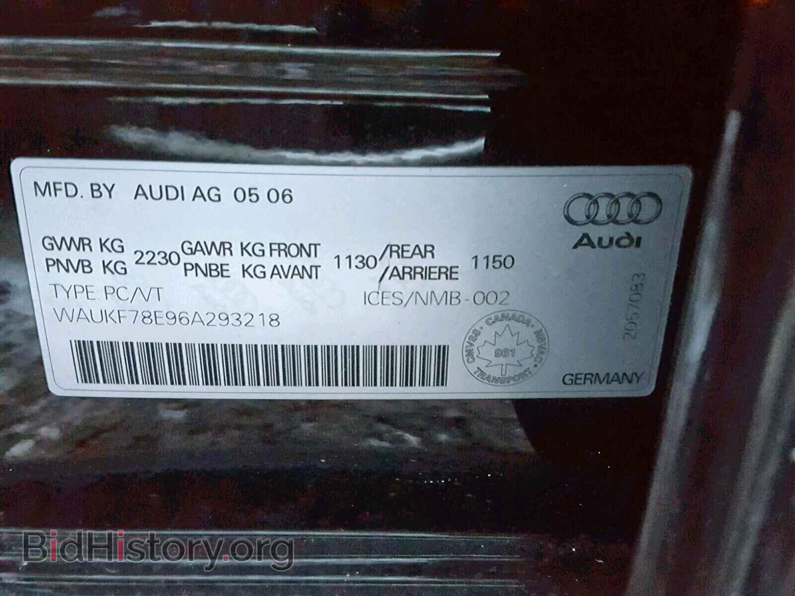 2006 AUDI A4 - VIN: WAUKF78E96A293218 - Фото 10