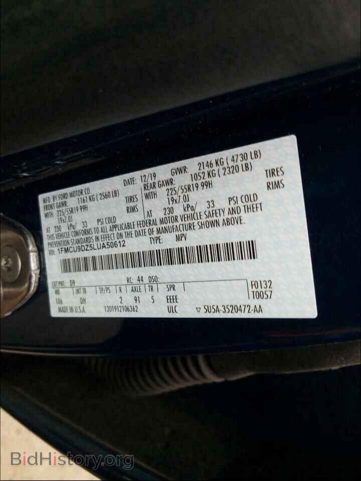 2020 FORD ESCAPE - VIN: 1FMCU9DZ5LUA50612 - Photo 10
