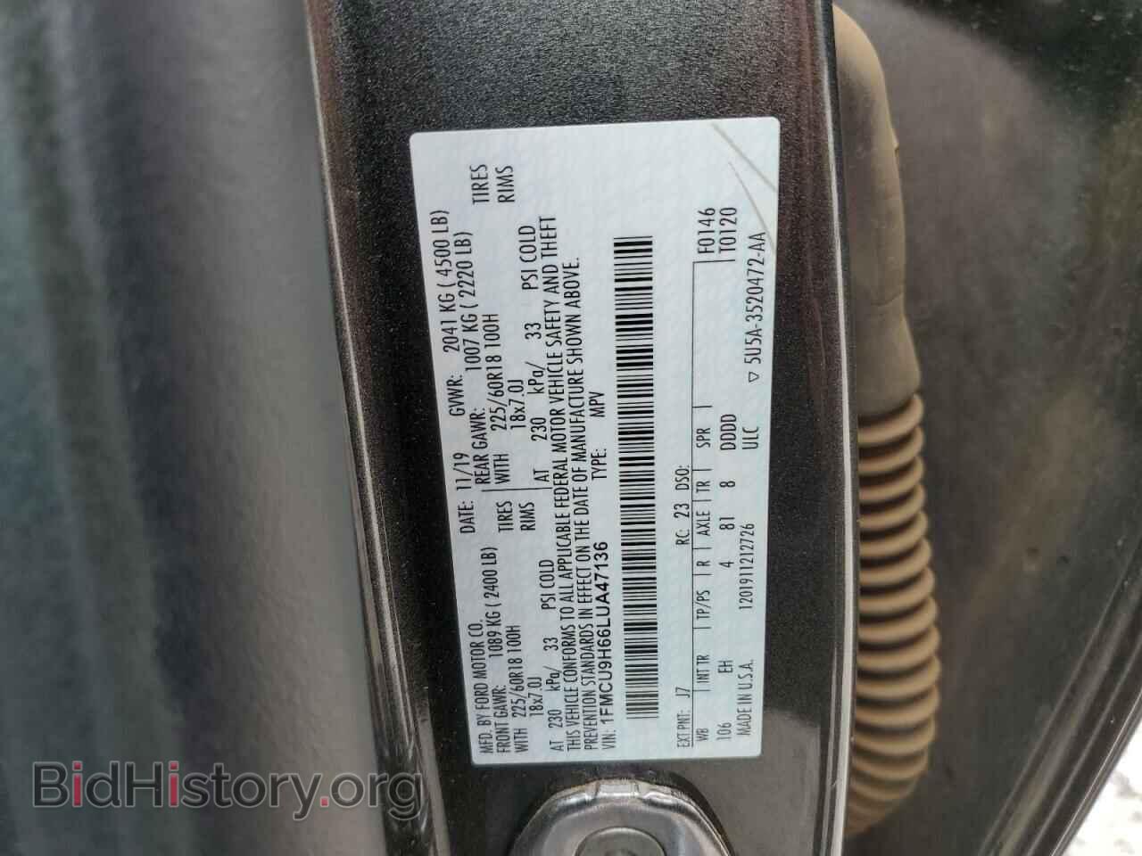 2020 FORD ESCAPE - VIN: 1FMCU9H66LUA47136 - Photo 13