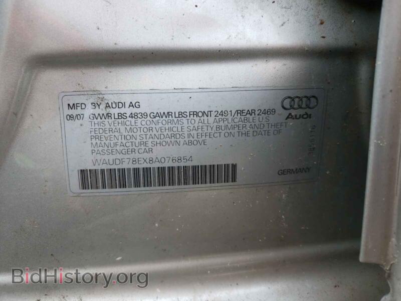 2008 Audi A4 (VIN WAUDF78EX8A076854) — фото 10 из 10