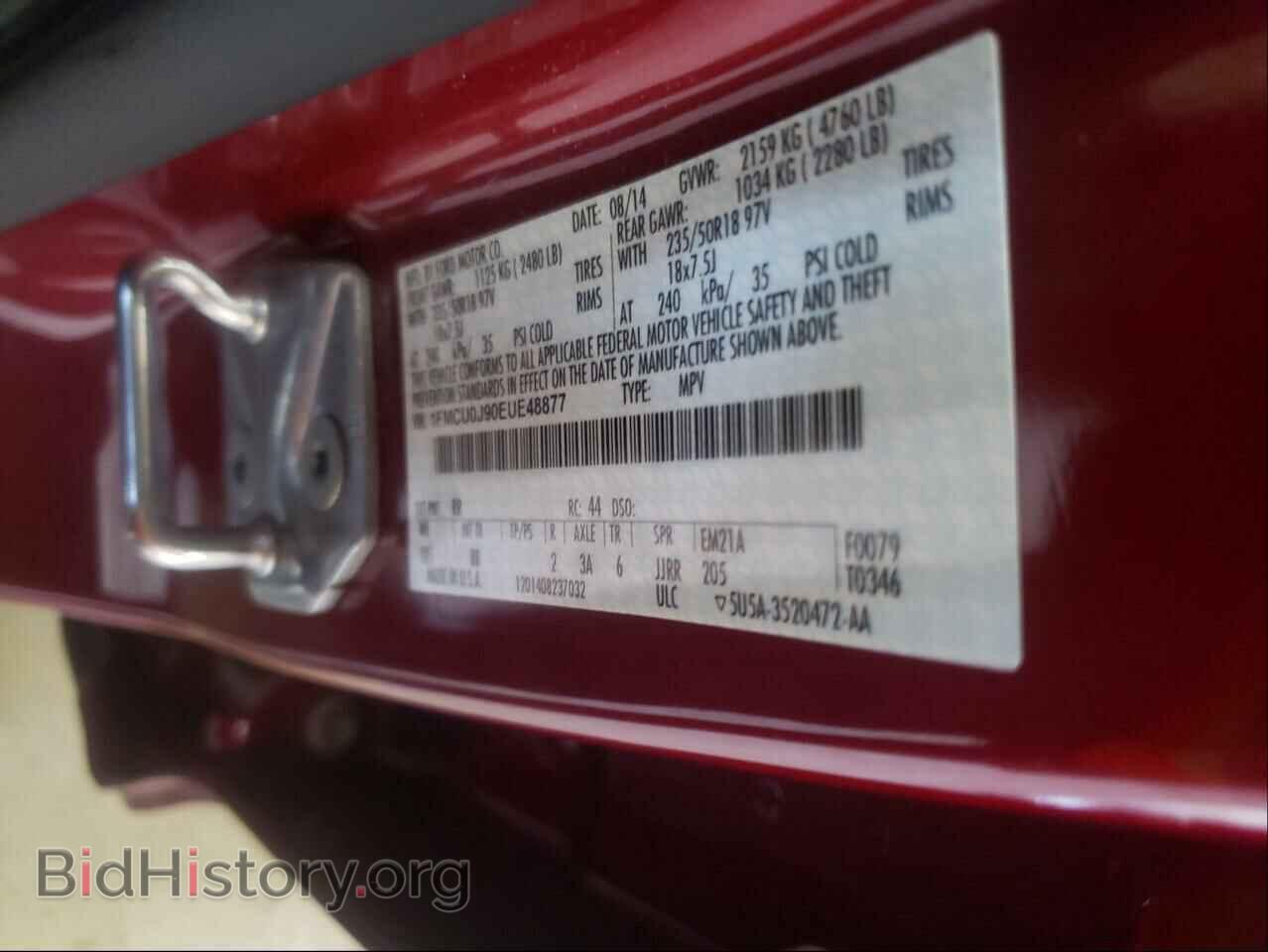 2014 FORD ESCAPE - VIN: 1FMCU0J90EUE48877 - Фото 10