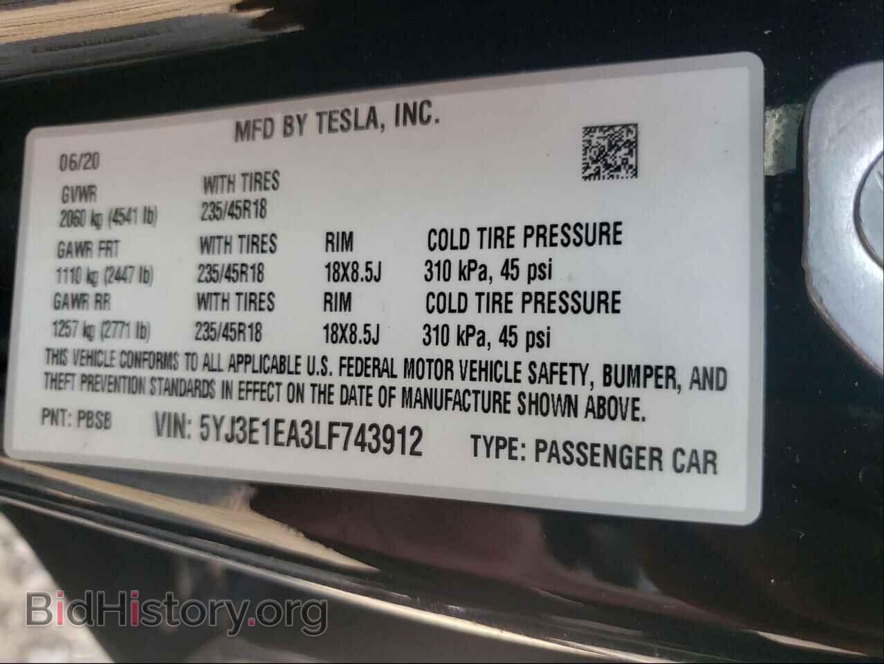 2020 TESLA MODEL 3 - VIN: 5YJ3E1EA3LF743912 - Фото 10