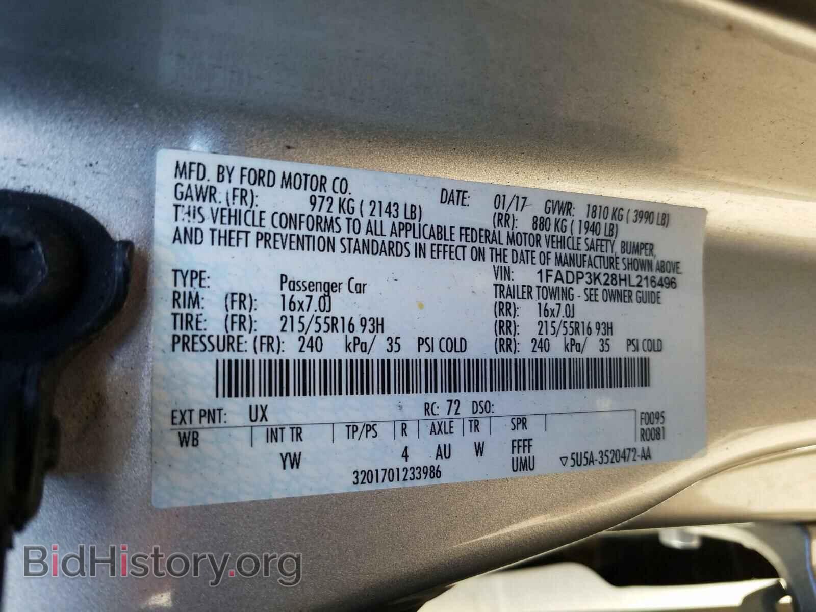 2017 FORD FOCUS - VIN: 1FADP3K28HL216496 - Photo 10