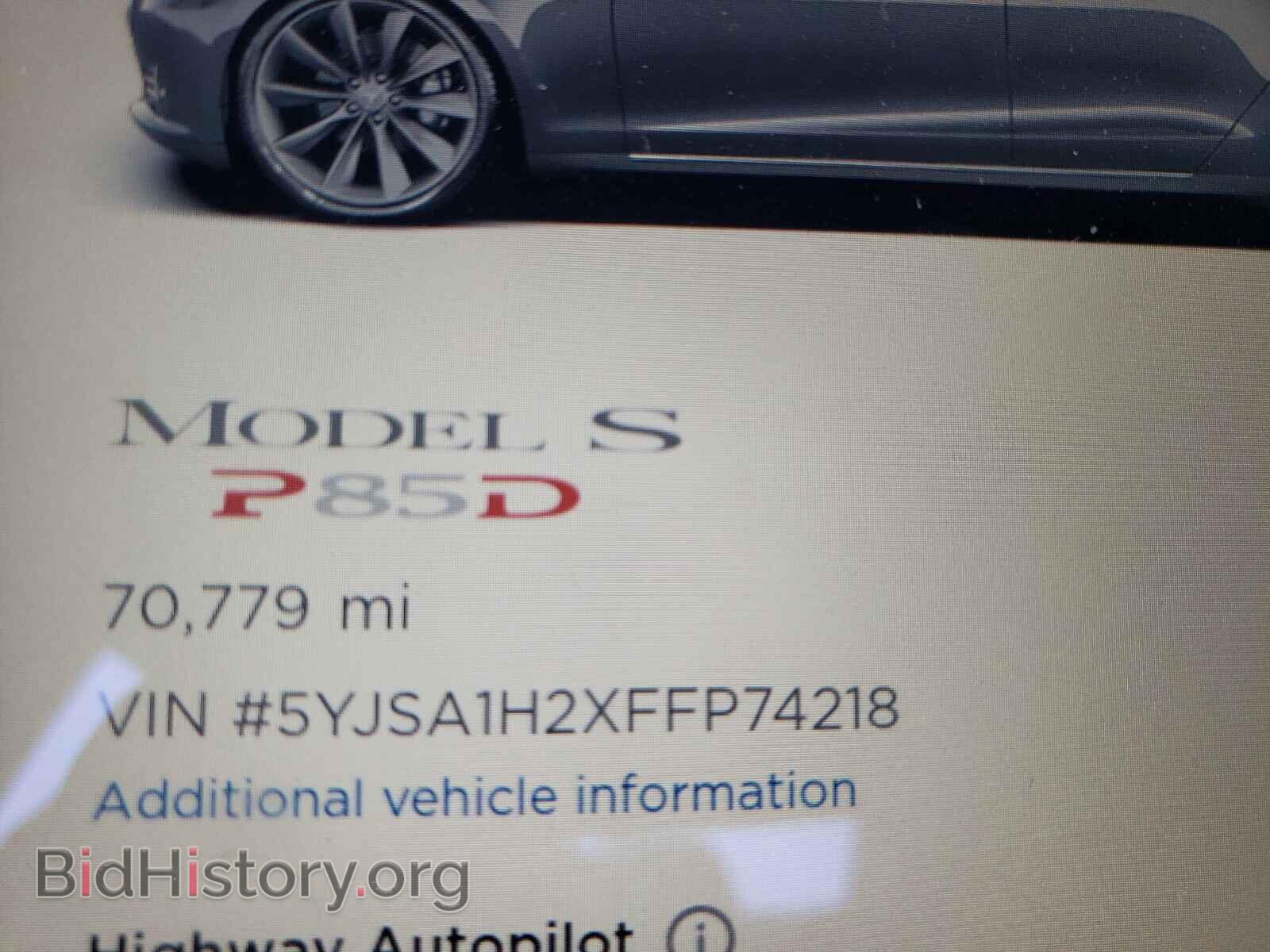 2015 TESLA MODEL S - VIN: 5YJSA1H2XFFP74218 - Фото 8