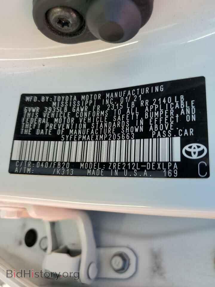 2021 TOYOTA COROLLA - VIN: 5YFEPMAEXMP205663 - Фото 10