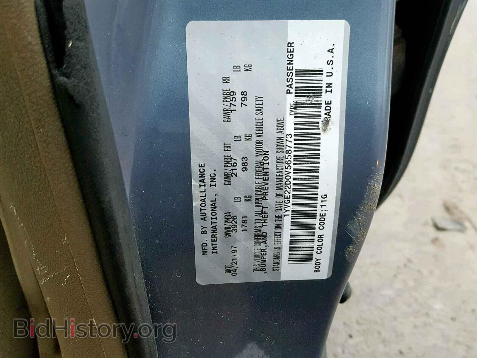 1997 MAZDA 626 - VIN: 1YVGE22D0V5658773 - Фото 10