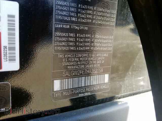 2017 LAND ROVER RANGE ROVE - VIN: SALGW2FE7HA352258 - Фото 10