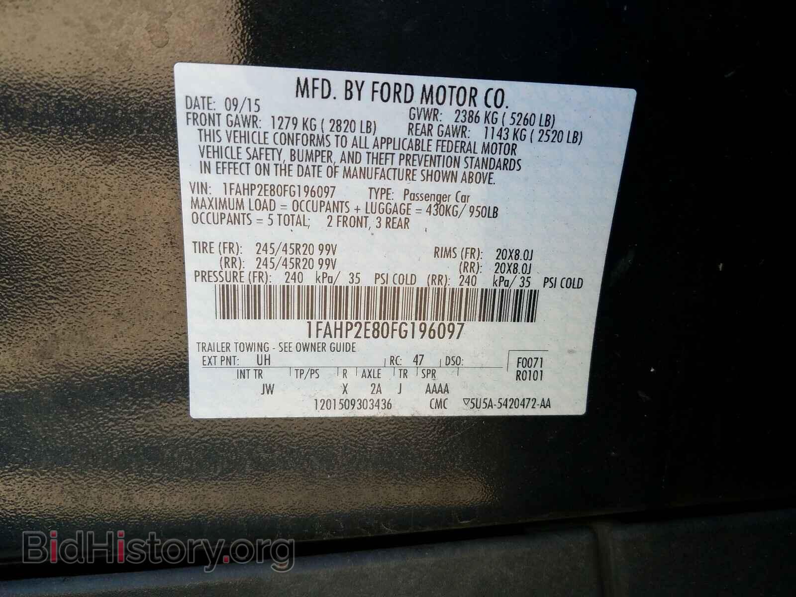 2015 FORD TAURUS - VIN: 1FAHP2E80FG196097 - Фото 10