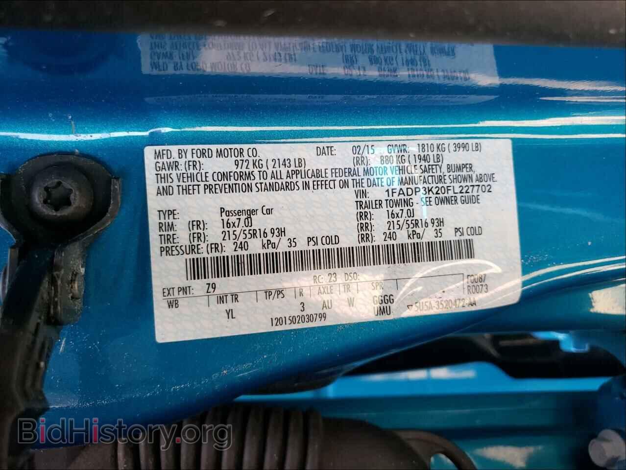 2015 FORD FOCUS - VIN: 1FADP3K20FL227702 - Фото 10