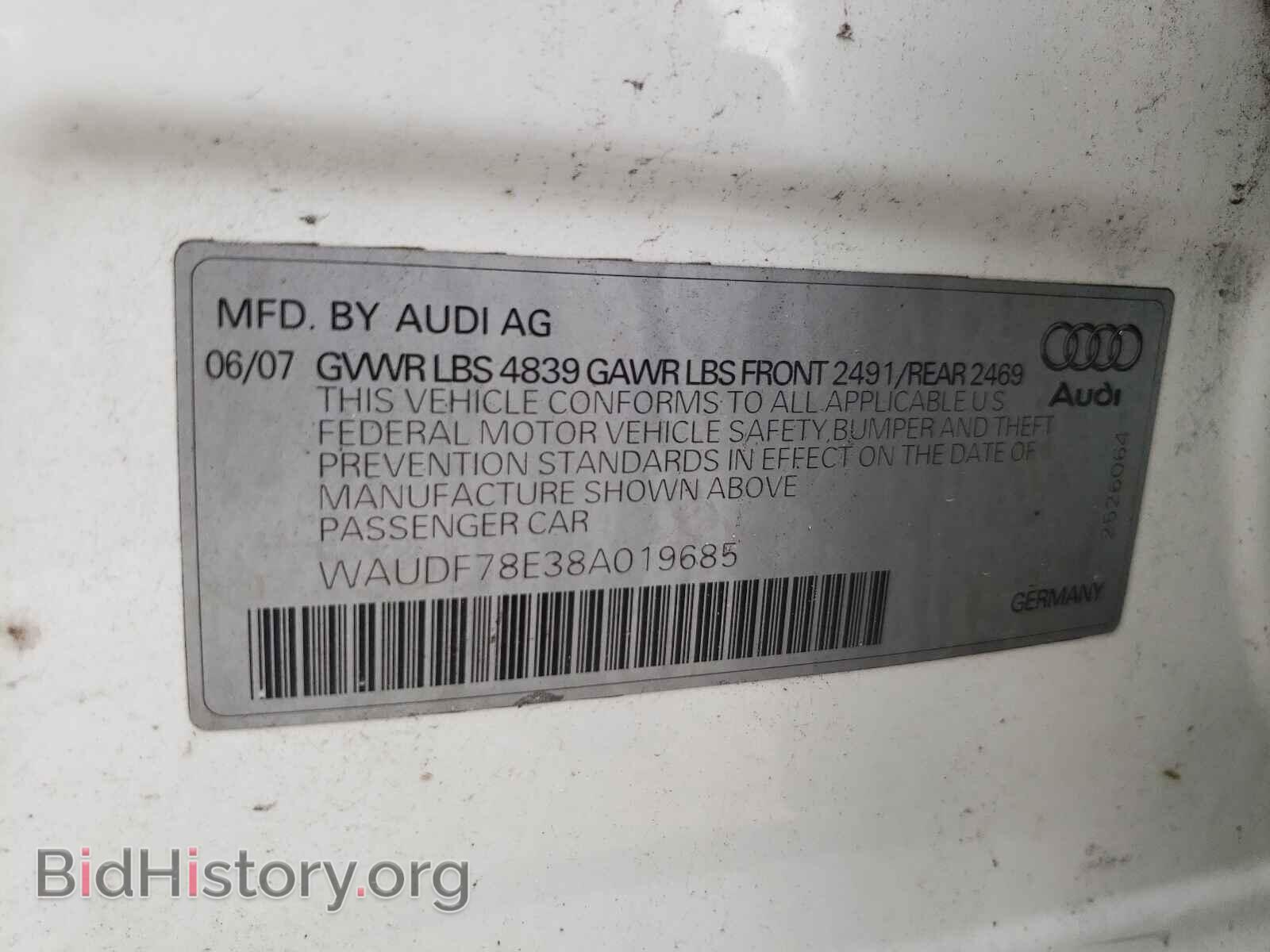 2008 AUDI A4 - VIN: WAUDF78E38A019685 - Фото 10