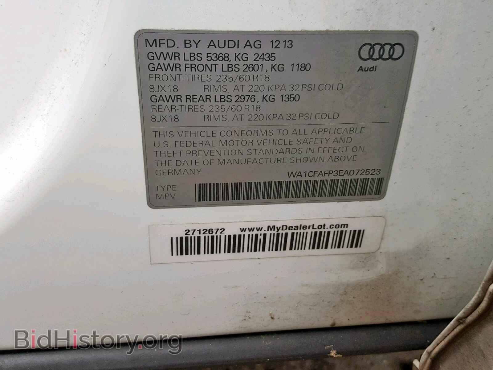 2014 AUDI Q5 - VIN: WA1CFAFP3EA072523 - Фото 10