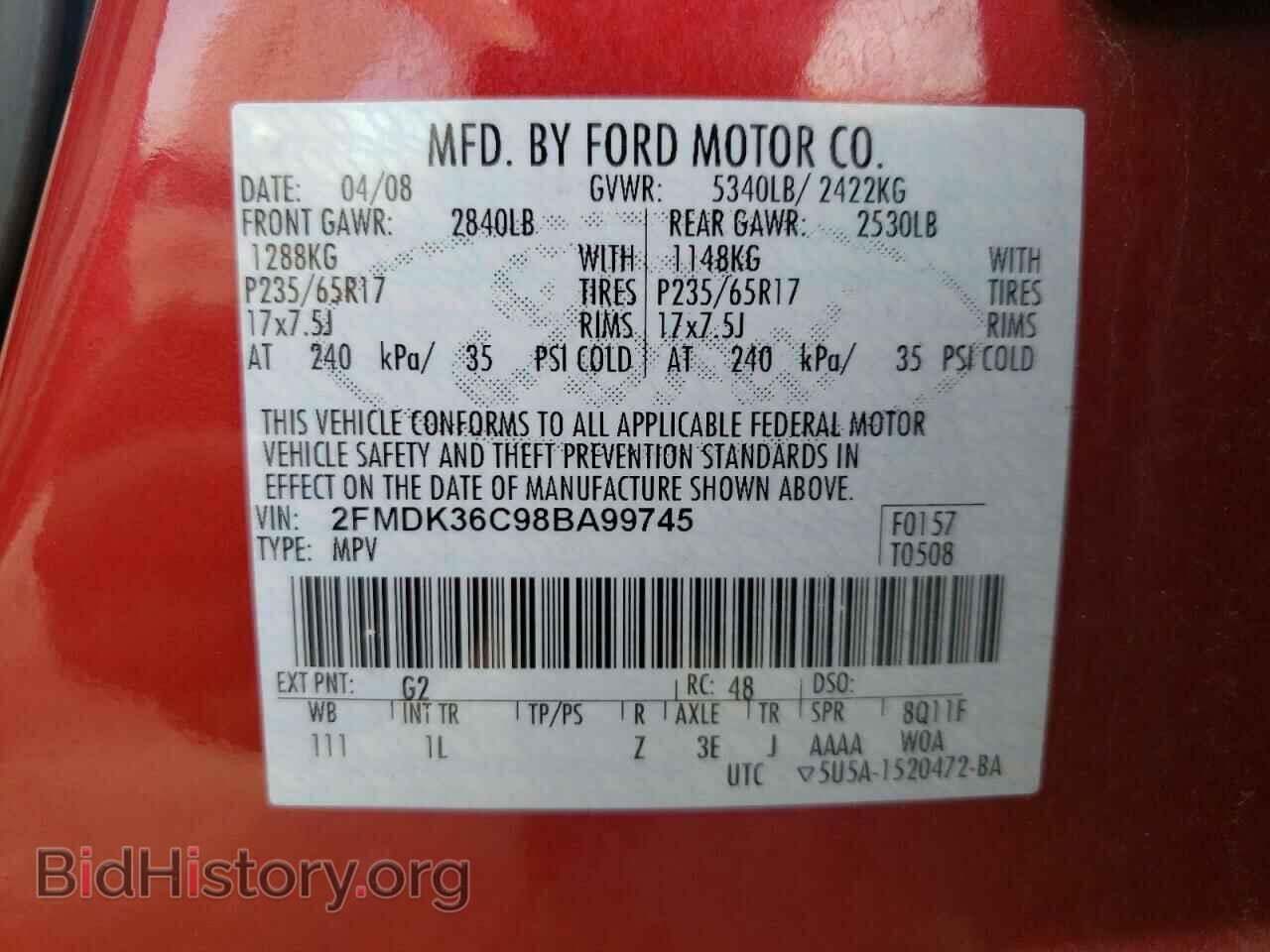 2008 FORD EDGE - VIN: 2FMDK36C98BA99745 - Photo 10