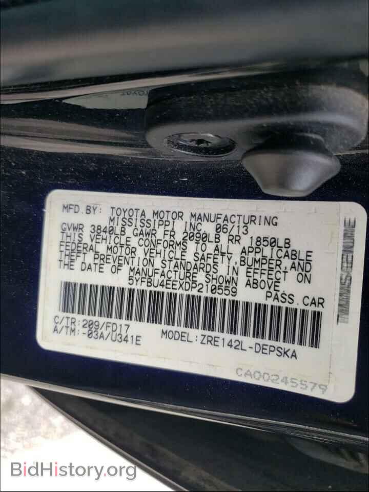2013 TOYOTA COROLLA - VIN: 5YFBU4EEXDP210559 - Фото 10