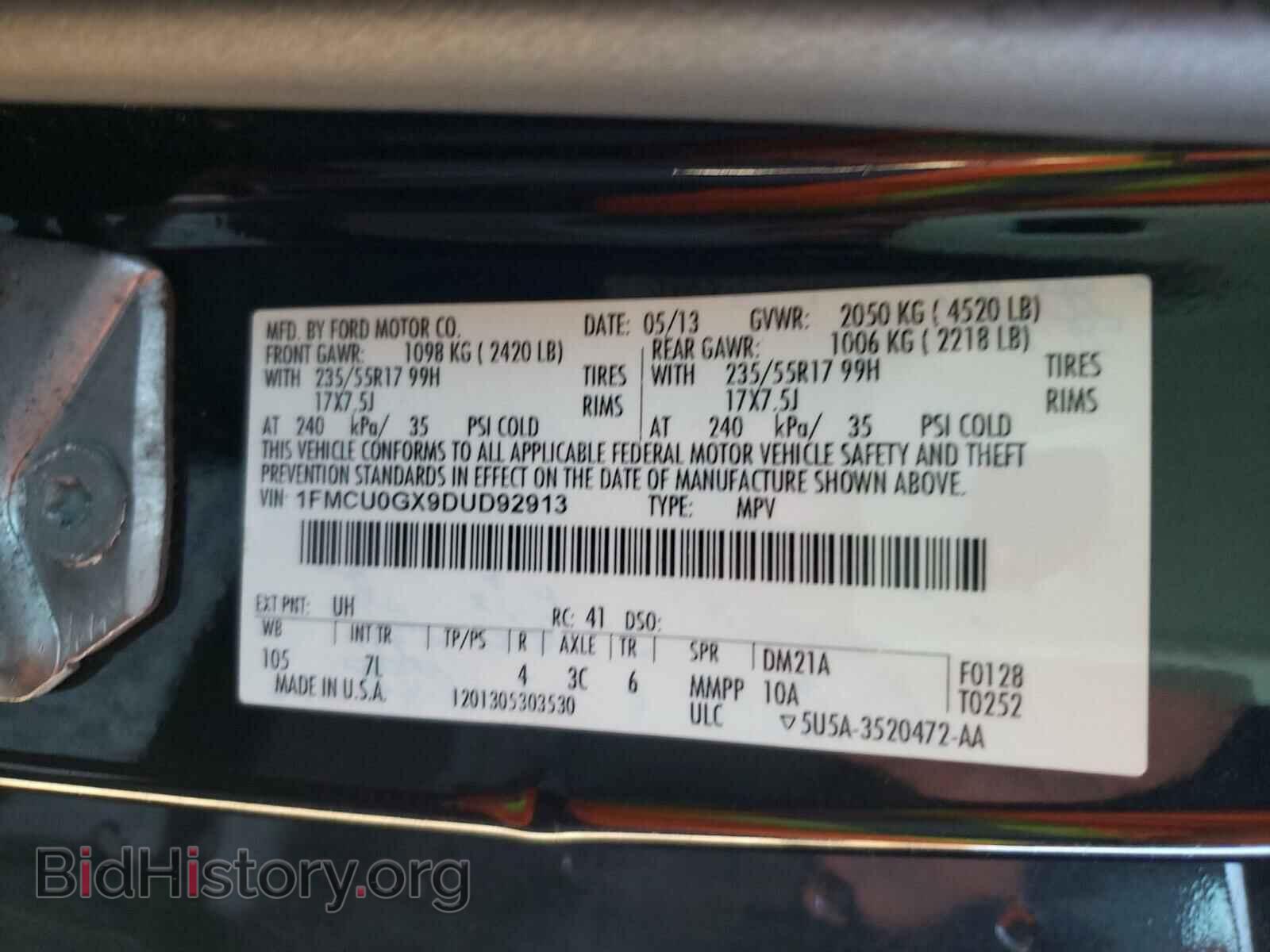 2013 FORD ESCAPE - VIN: 1FMCU0GX9DUD92913 - Фото 10