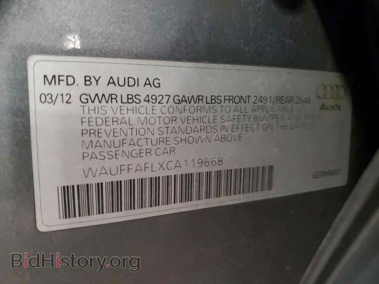 2012 AUDI A4 - VIN: WAUFFAFLXCA119668 - Фото 12