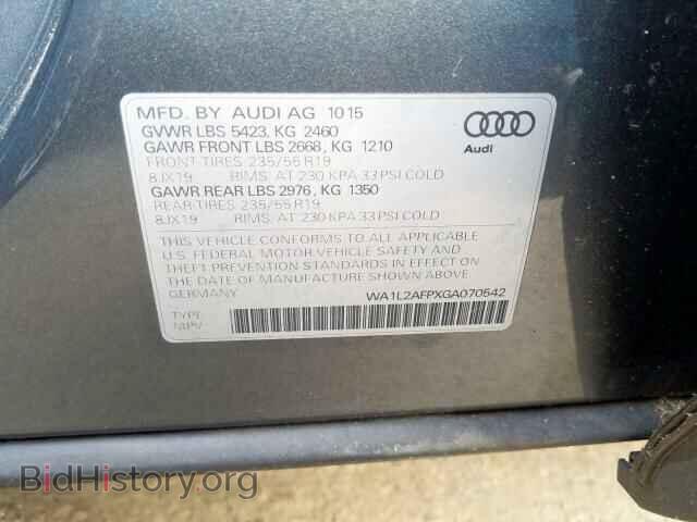 2016 AUDI Q5 - VIN: WA1L2AFPXGA070542 - Фото 10