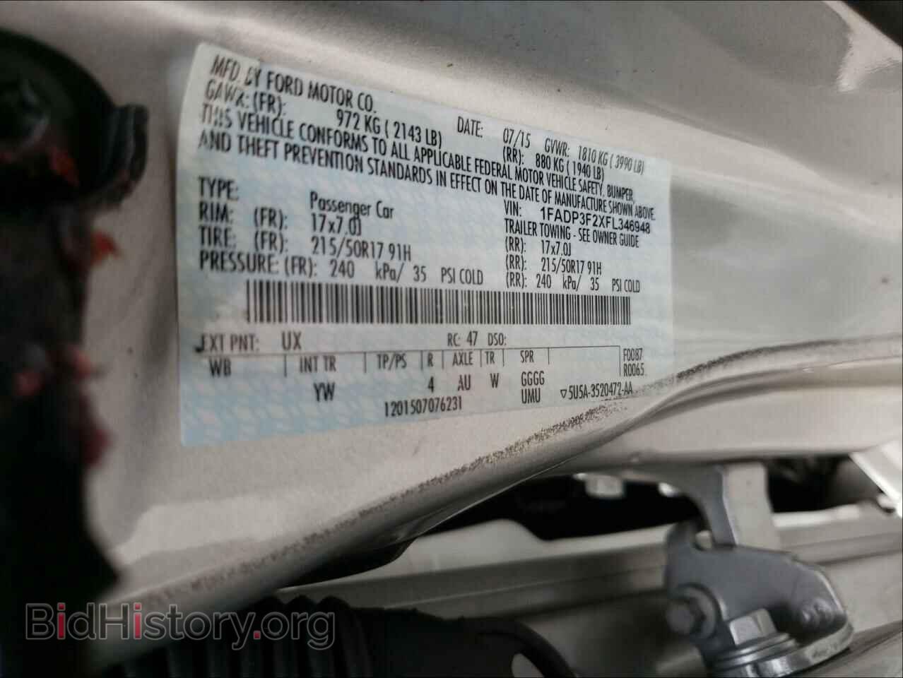 2015 FORD FOCUS - VIN: 1FADP3F2XFL346948 - Фото 10
