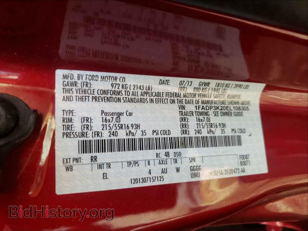 2014 FORD FOCUS - VIN: 1FADP3K20EL108305 - Фото 10