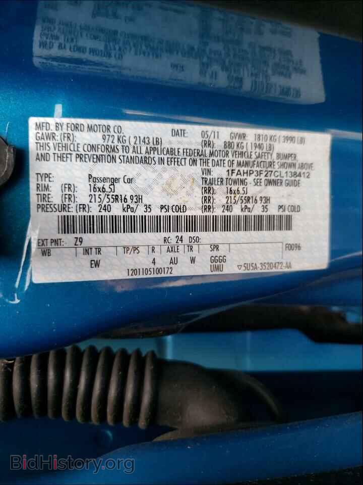 2012 FORD FOCUS - VIN: 1FAHP3F27CL138412 - Фото 10