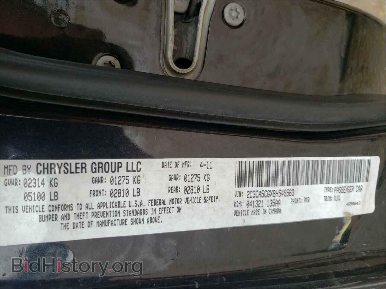 2011 CHRYSLER 300 - VIN: 2C3CA5CGXBH549563 - Фото 10