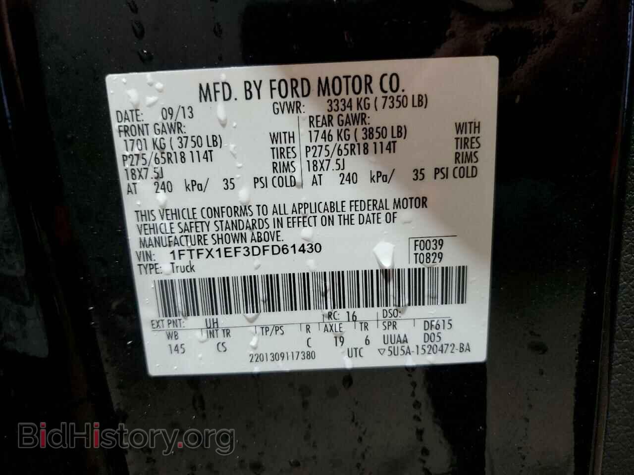2013 FORD F-150 - VIN: 1FTFX1EF3DFD61430 - Фото 12