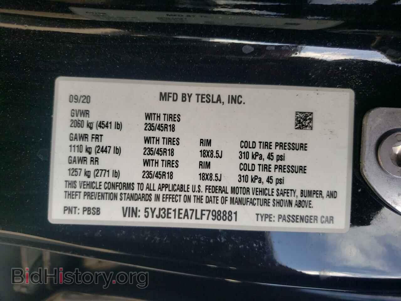 2020 TESLA MODEL 3 - VIN: 5YJ3E1EA7LF798881 - Фото 10
