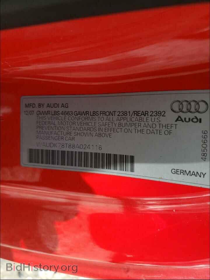 2008 AUDI A5 - VIN: WAUDK78T88A024116 - Фото 10