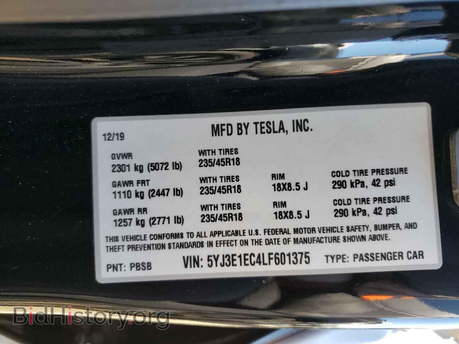 2020 TESLA MODEL 3 - VIN: 5YJ3E1EC4LF601375 - Photo 10