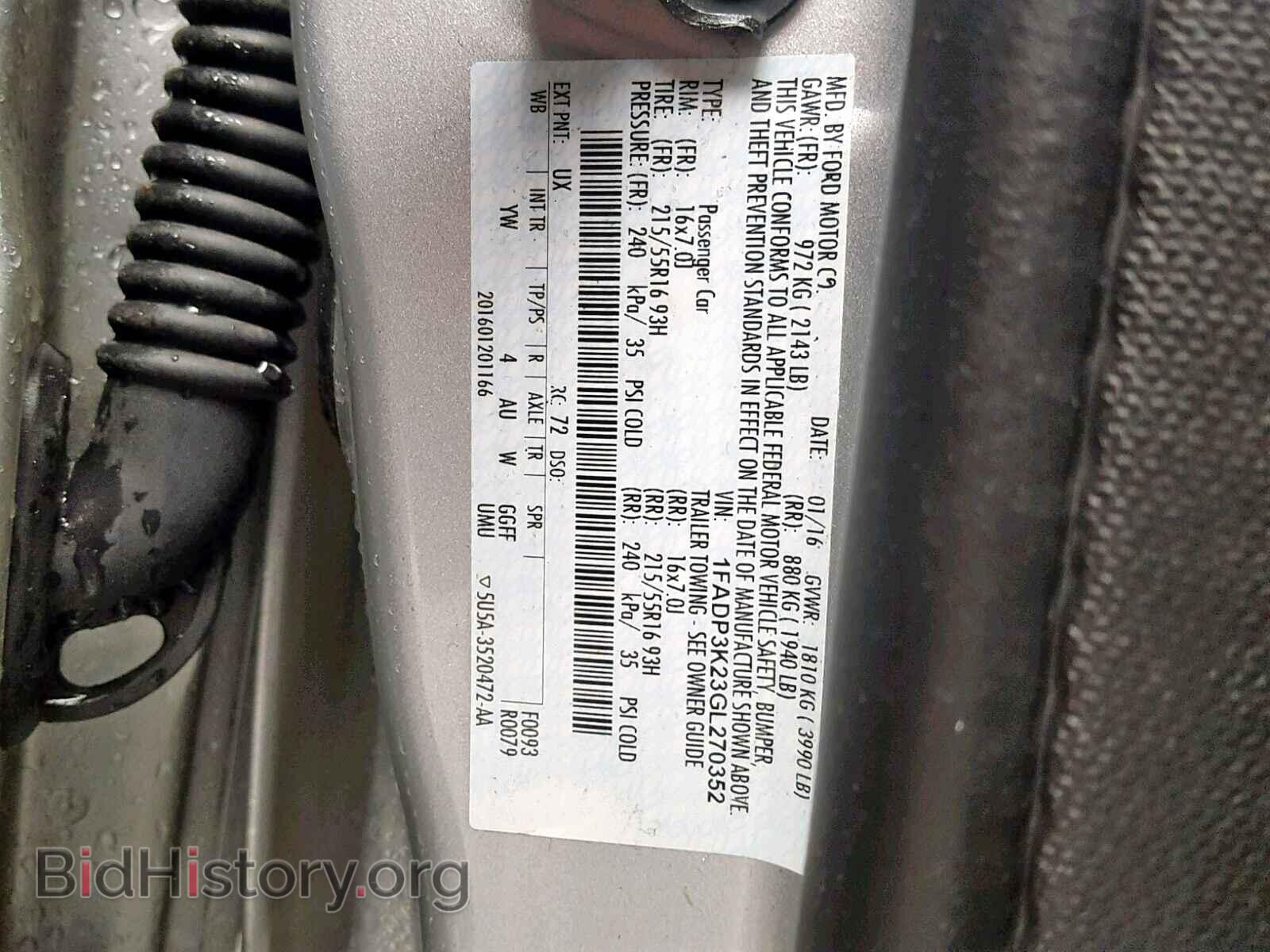 2016 FORD FOCUS - VIN: 1FADP3K23GL270352 - Фото 10