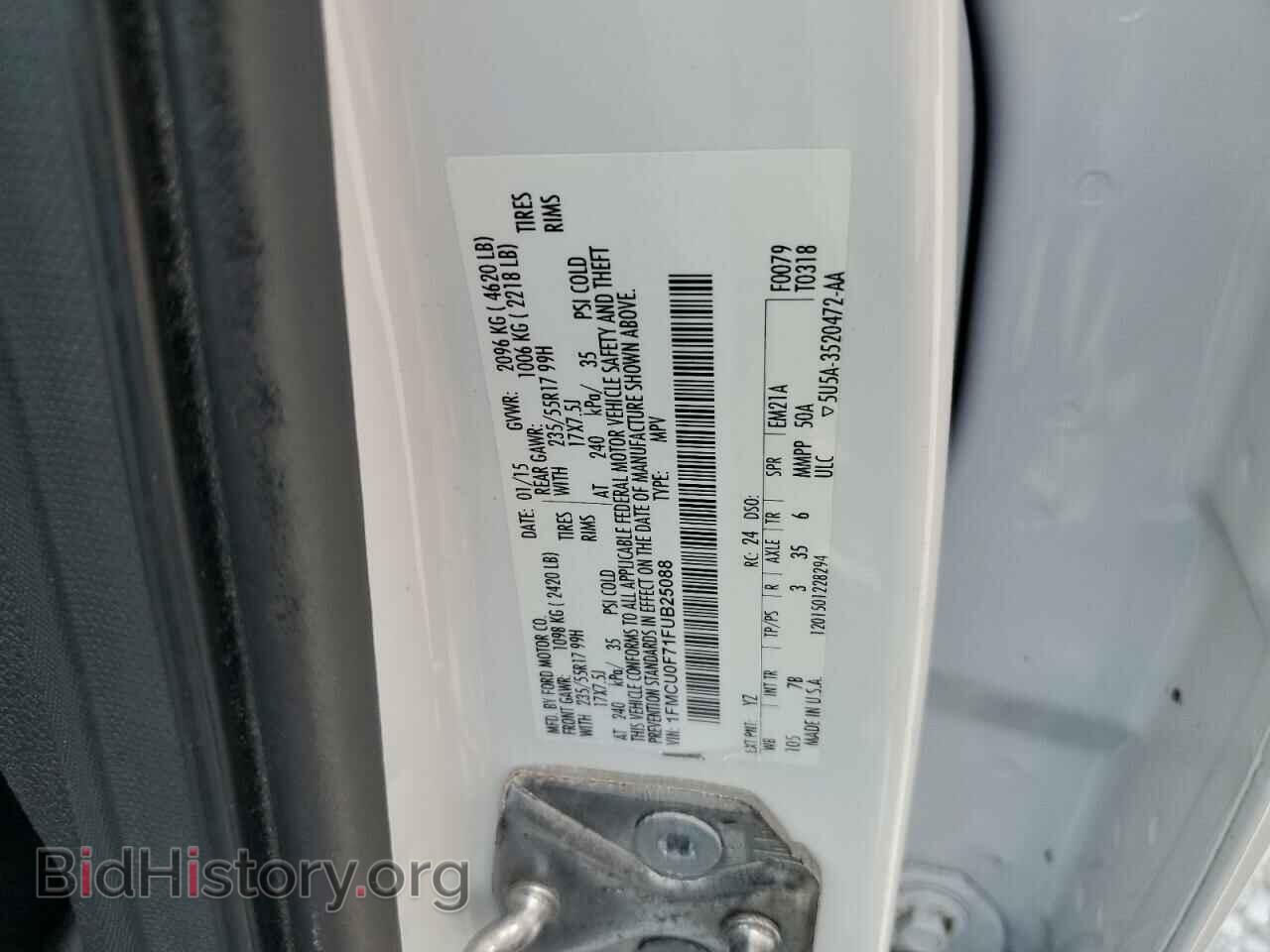 2015 FORD ESCAPE - VIN: 1FMCU0F71FUB25088 - Фото 14