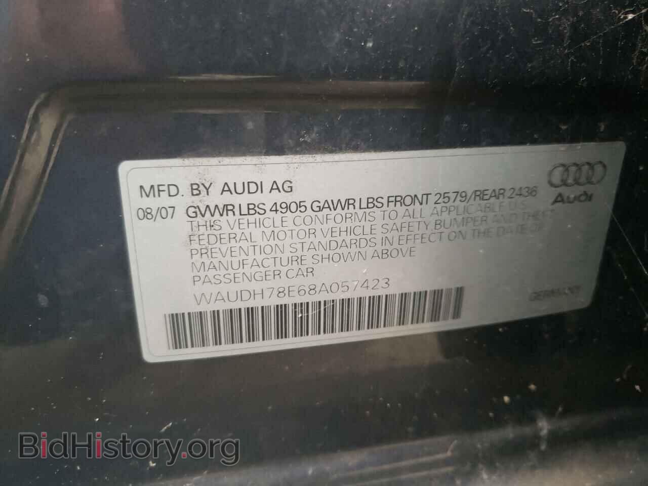 2008 AUDI A4 - VIN: WAUDH78E68A057423 - Фото 10