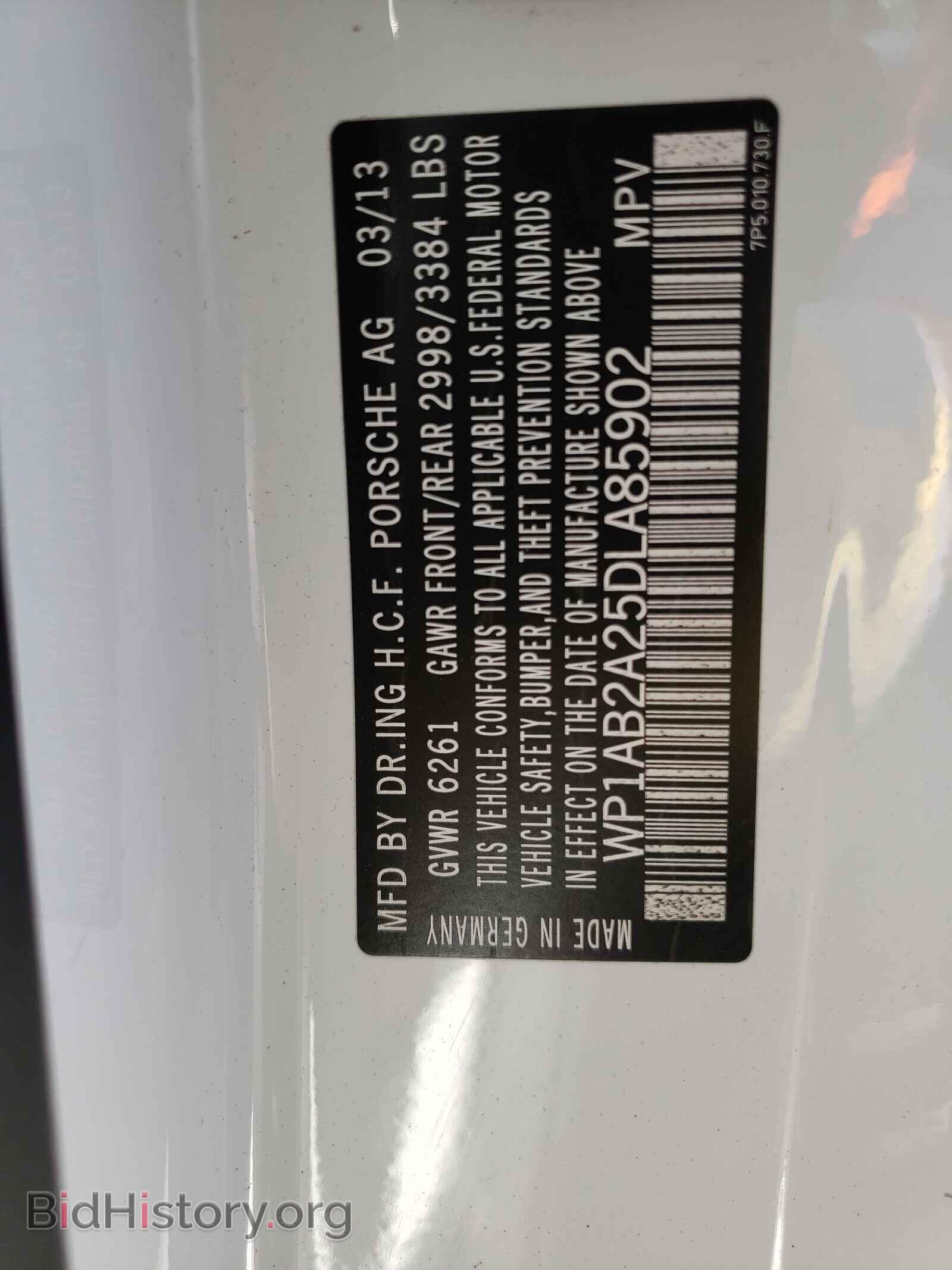 2013 PORSCHE CAYENNE - VIN: WP1AB2A25DLA85902 - Фото 10