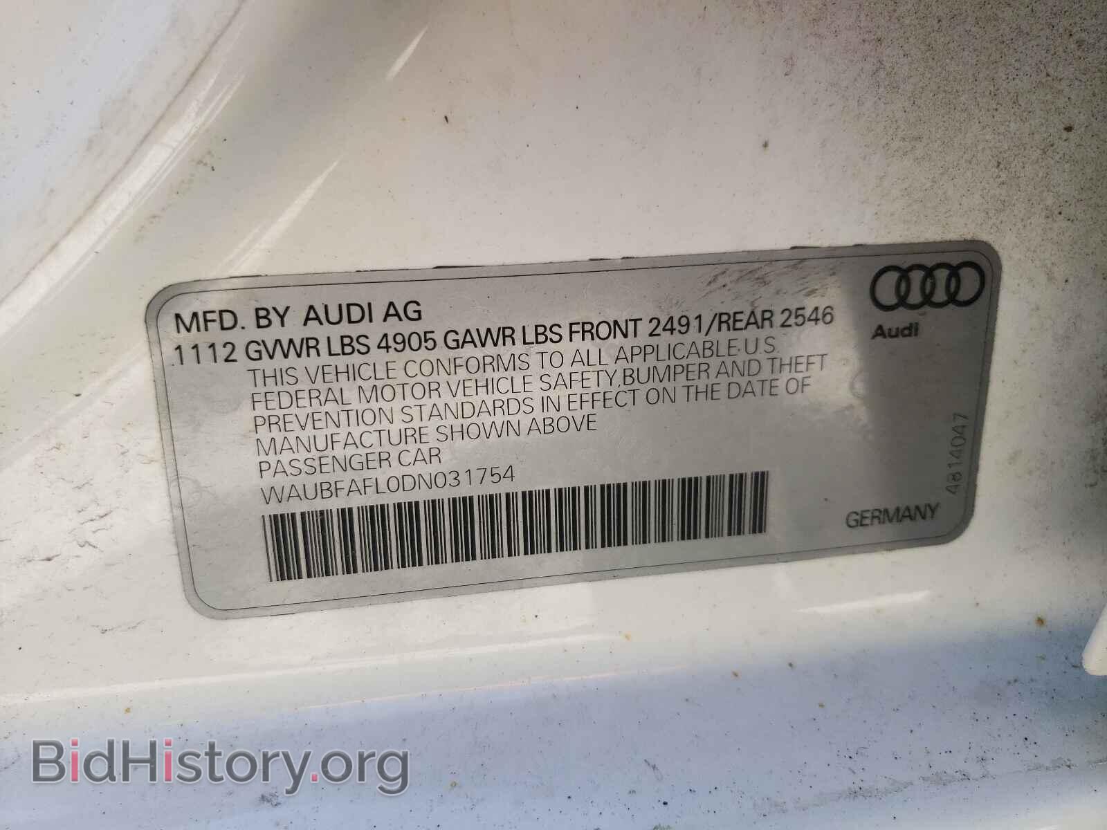 2013 AUDI A4 - VIN: WAUBFAFL0DN031754 - Photo 10