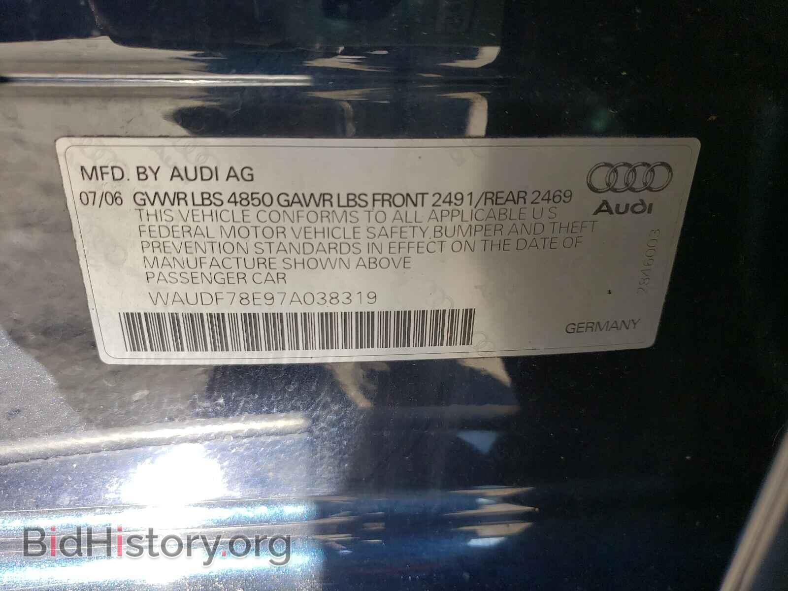 2007 AUDI A4 - VIN: WAUDF78E97A038319 - Фото 10