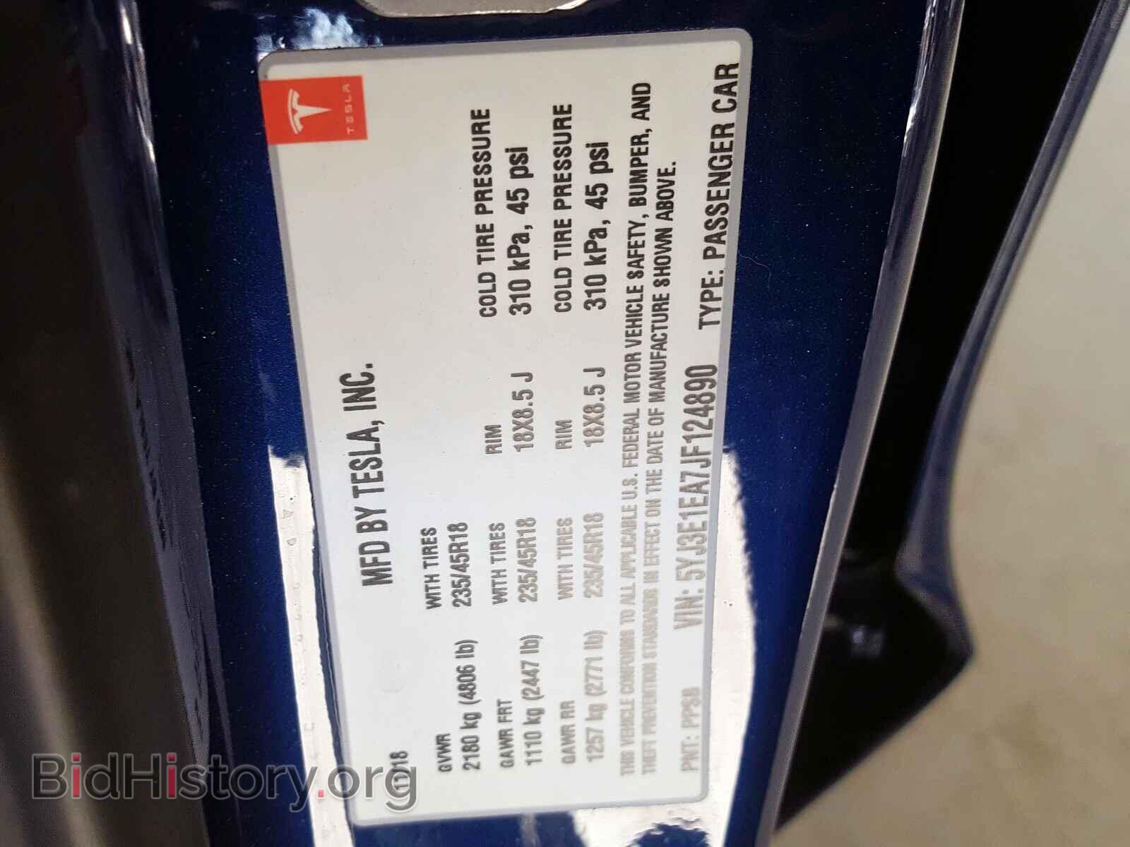 2018 TESLA MODEL 3 - VIN: 5YJ3E1EA7JF124890 - Photo 10