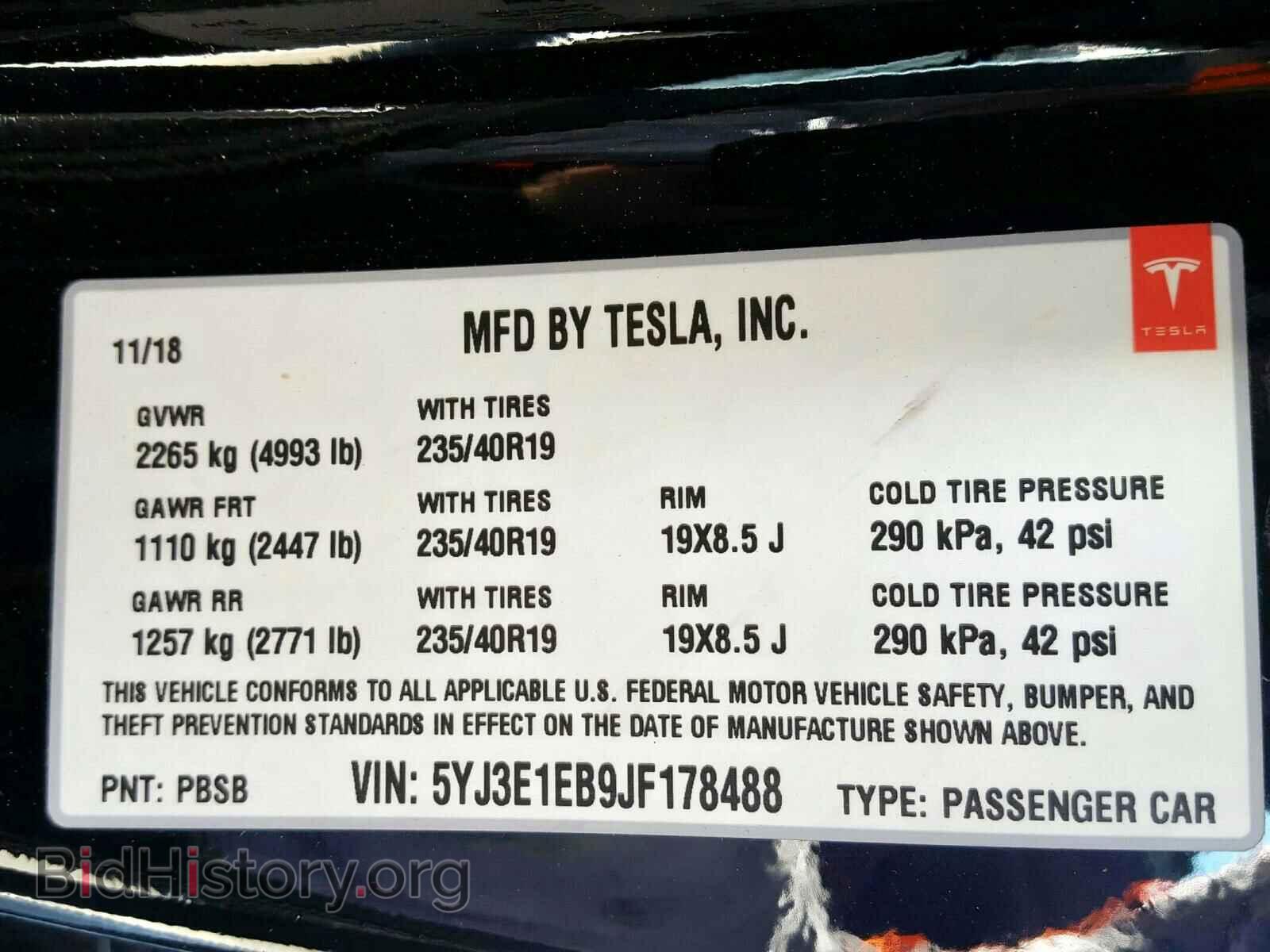 2018 TESLA MODEL 3 - VIN: 5YJ3E1EB9JF178488 - Photo 10
