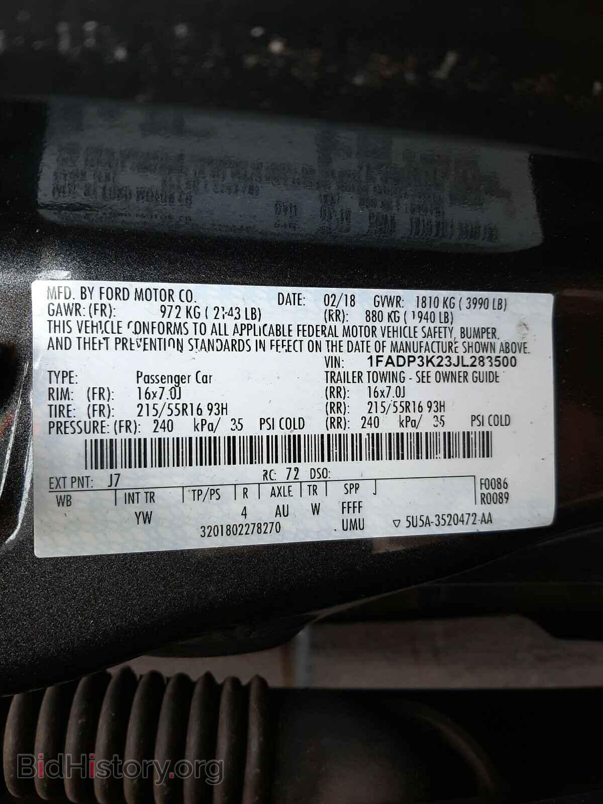 2018 FORD FOCUS - VIN: 1FADP3K23JL283500 - Фото 10