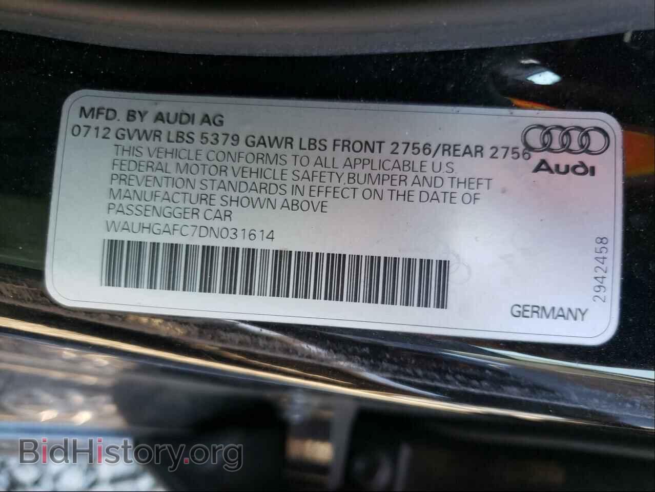 2013 AUDI A6 - VIN: WAUHGAFC7DN031614 - Фото 10