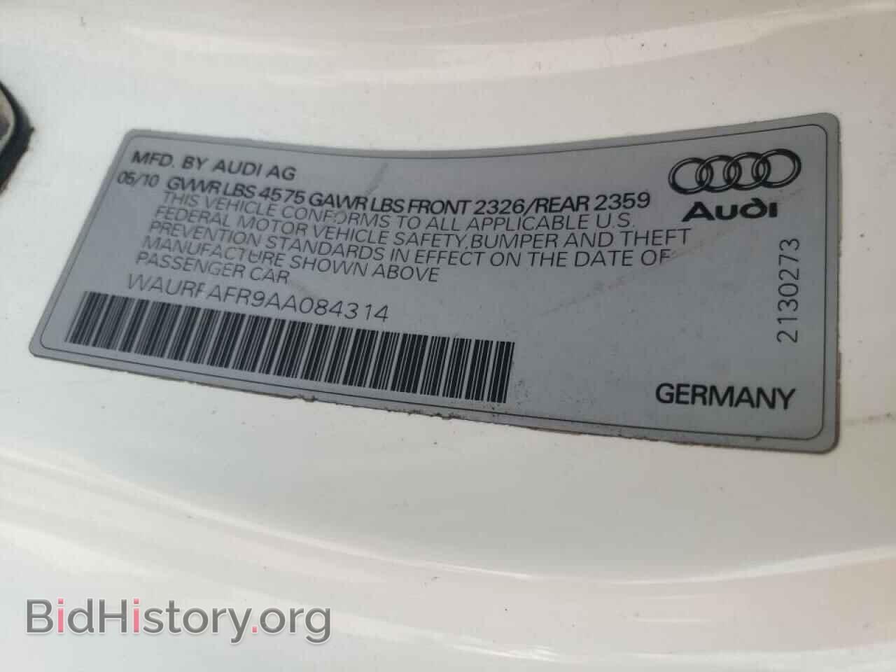 2010 AUDI A5 - VIN: WAURFAFR9AA084314 - Фото 10