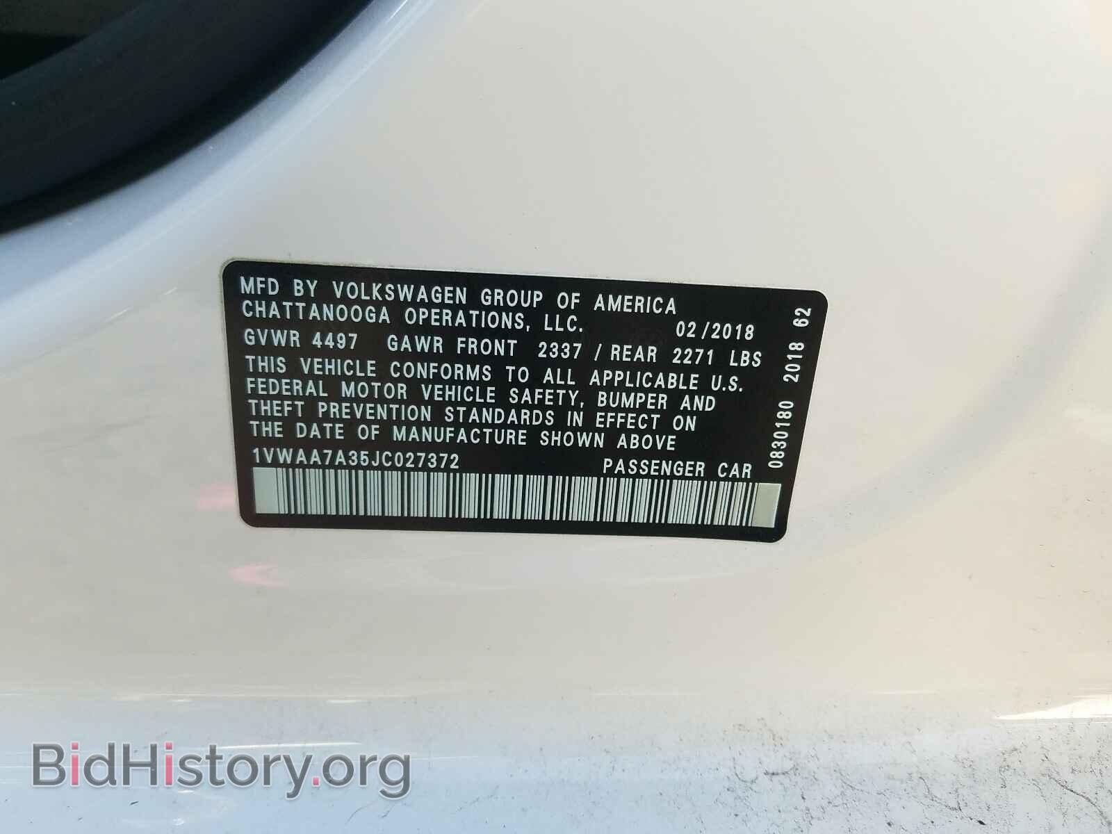 2018 VOLKSWAGEN PASSAT - VIN: 1VWAA7A35JC027372 - Фото 10