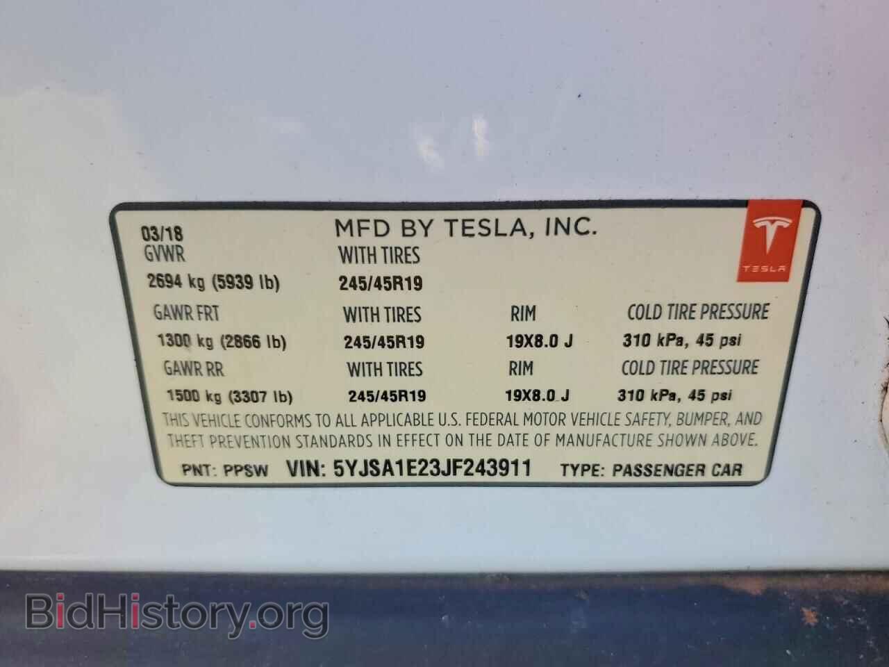 2018 TESLA MODEL S - VIN: 5YJSA1E23JF243911 - Photo 12