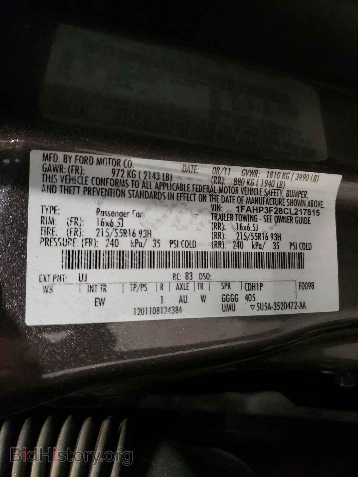 2012 FORD FOCUS - VIN: 1FAHP3F28CL217815 - Фото 10