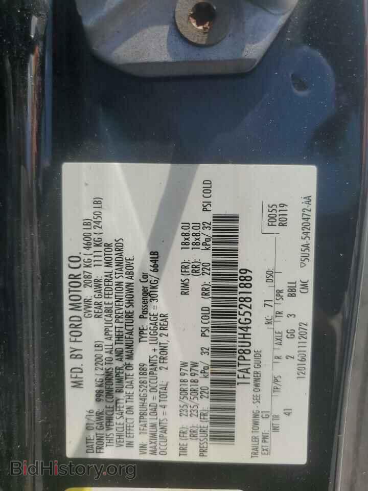 2016 FORD ALL Models - VIN: 1FATP8UH4G5281889 - Фото 13