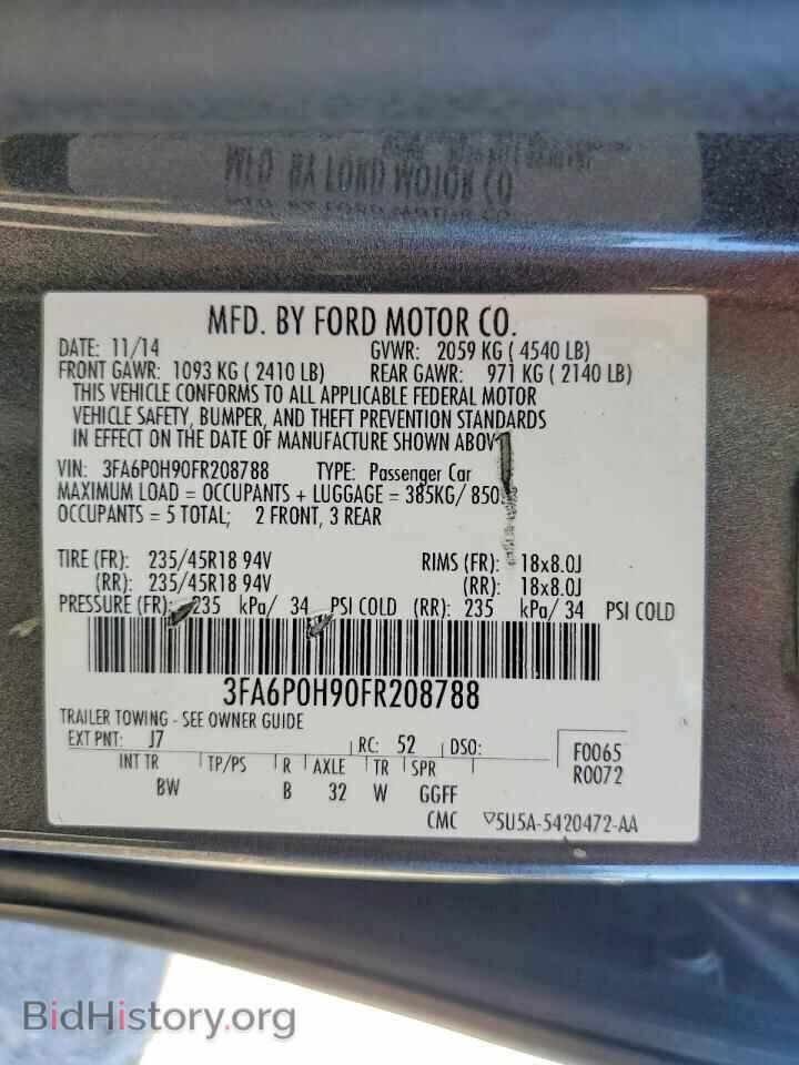 2015 FORD FUSION - VIN: 3FA6P0H90FR208788 - Фото 13
