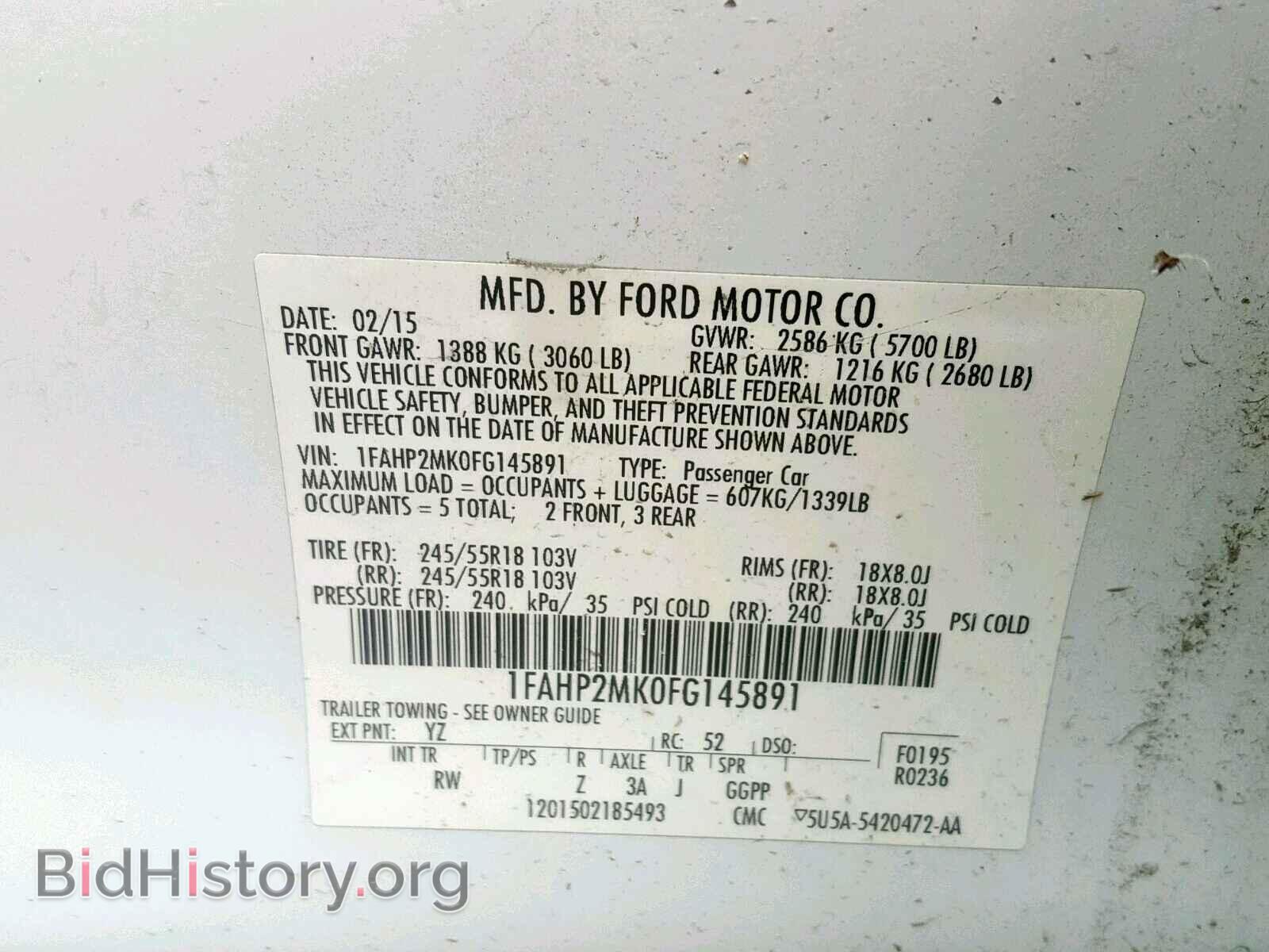 2015 FORD TAURUS - VIN: 1FAHP2MK0FG145891 - Фото 10
