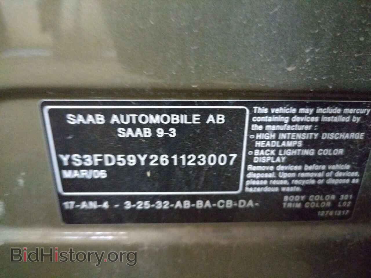 2006 SAAB 9 3 - VIN: YS3FD59Y261123007 - Фото 10