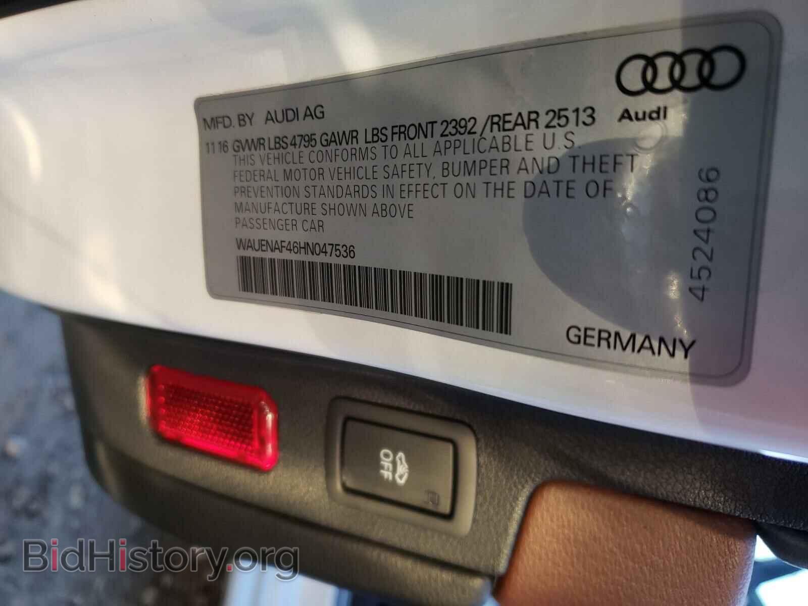 2017 AUDI A4 - VIN: WAUENAF46HN047536 - Фото 10
