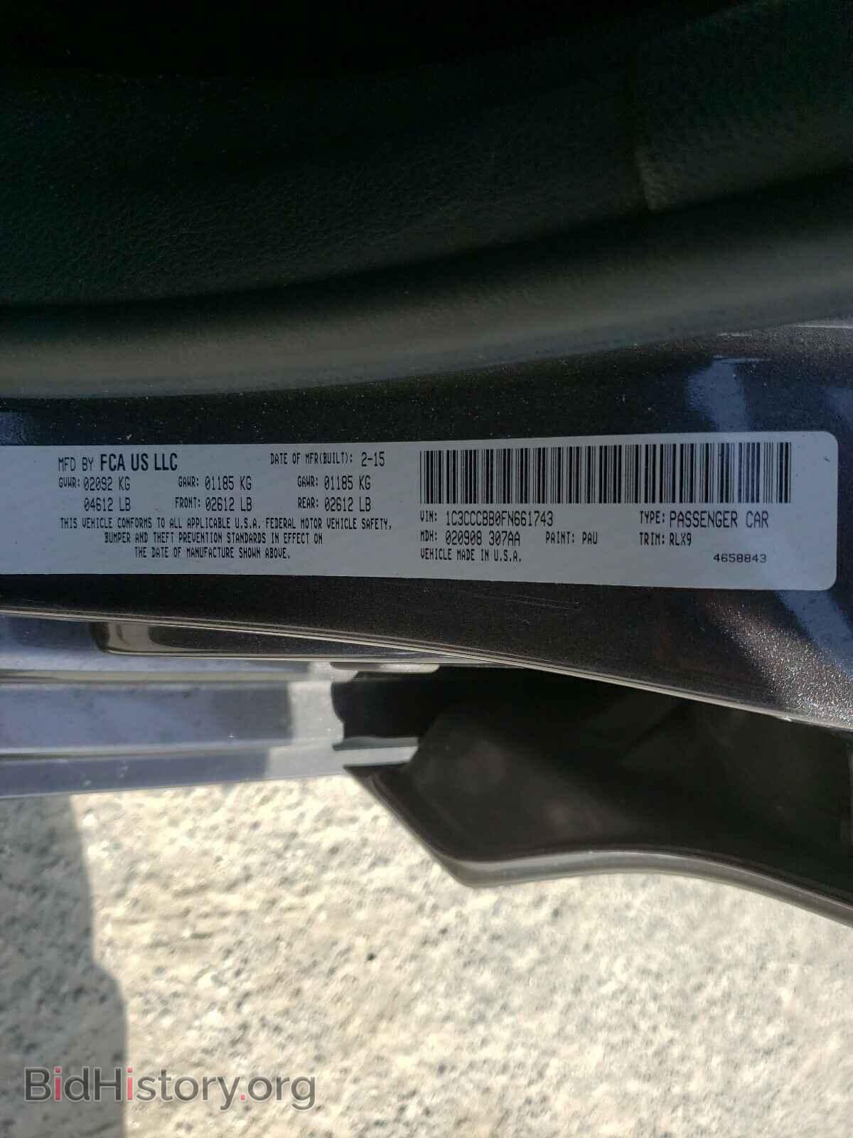 2015 CHRYSLER 200 - VIN: 1C3CCCBB0FN661743 - Фото 10
